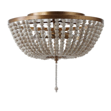 Allison 15" Wood Beaded/Metal LED Flush Mount - JONATHAN Y